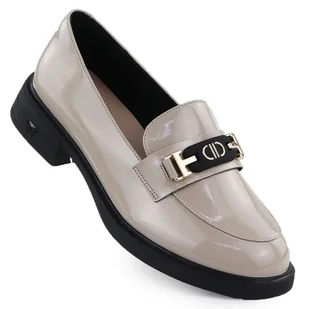 Skórzane półbuty damskie mokasyny lakierowane beżowe Vinceza 39957 beżowy - Mokasyny damskie - miniaturka - grafika 1