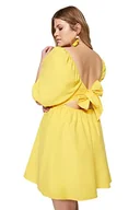 Sukienki - Trendyol FeMan Plus Size Mini Basic Yoke tkana sukienka plus size, żółta, 42, ŻÓŁTY, 40-Du?e rozmiary - miniaturka - grafika 1
