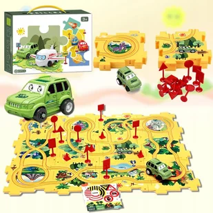 Samochód Zestaw zabawek dla dzieci Tor wyścigowy Mata Puzzle 25el Dinosaur - Maty edukacyjne - miniaturka - grafika 1