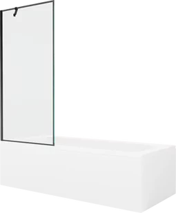 Mexen Vega wanna prostokątna 180 x 80 cm z obudową i parawanem 1-skrzydłowym 80 cm, czarny wzór - 550118080X9508007070 - Wanny - miniaturka - grafika 1