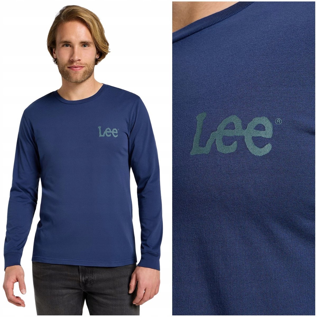 Lee LS WOBBLY LOGO TEE longsleeve bawełniana koszulka długi rękaw logo S