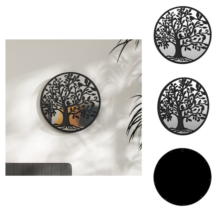 vidaXL Lustro czarne 60x2,5 cm żelazne okrągłe do użytku wewnętrznego - Lustro