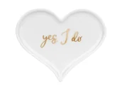 Dekoracje i nakrycia stołu na imprezę - Talerzyk porcelanowy na obrączki Serce, biały - miniaturka - grafika 1