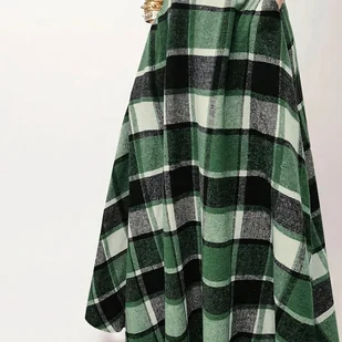 TEMU Spódnica Maxi w Kratę z Wysokim Stanem dla Kobiet z Kieszeniami - Casual, Długa, Rozkloszowana, Czerwono-Czarno-Biała, Idealna na Wiosnę i - Spódnice - miniaturka - grafika 1