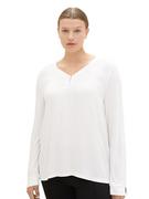 Koszulki i topy damskie - TOM TAILOR Damska koszulka z długim rękawem Plussize, 10315 - Whisper White, 54 - miniaturka - grafika 1