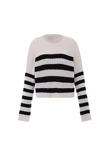 Swetry damskie - Libbi Damski sweter w paski Wełna CZARNA XL/XXL, wełniany biały czarny, XL - grafika 1