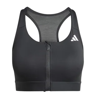 adidas Damski biustonosz treningowy Powerreact Medium Support Zip Bra XXL C-D (duży rozmiar) czarny - Biustonosze - miniaturka - grafika 1
