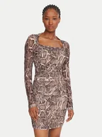 Sukienki - Guess Sukienka koktajlowa W5BK65 KCZC2 Beżowy Slim Fit - miniaturka - grafika 1