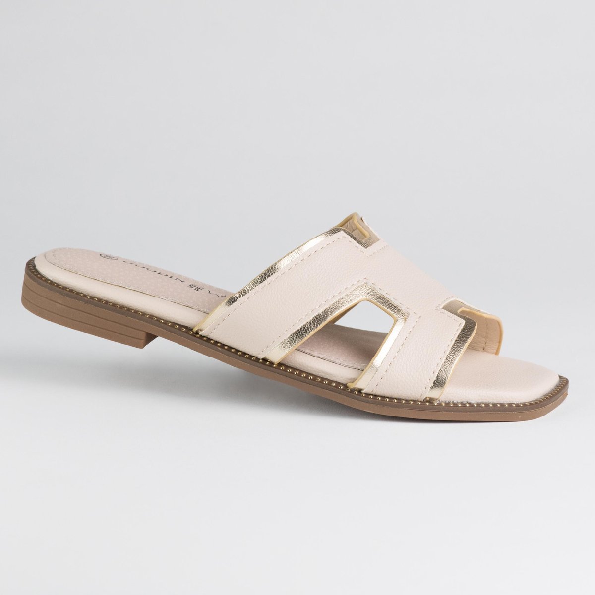 Klapki damskie casual skóra GOODIN GD-FL895 lekkie wygodne elegancki beż 40