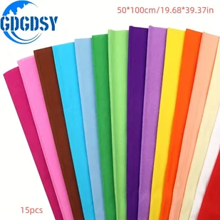 TEMU 15 Sztuk Dużej Kolorowej Papieru Z Krepu - Cienki Ręcznie Robiony Z Origami W Błyszczących Kolorach (Czerwony, Pomarańczowy, Żółty, Zielony, - Rękodzieło - miniaturka - grafika 1