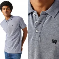Koszulki męskie - Wrangler POLO SHIRT Navy BAWEŁNIANA POLÓWKA POLO LOGO MELANŻ REGULAR M - miniaturka - grafika 1
