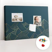 Tablice i flipcharty - Szkolna Tablica korkowa 60x40 cm, Kolorowe Pinezki, wzór Szkic gór - miniaturka - grafika 1