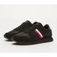 Buty sportowe męskie - Buty Tommy Hilfiger Hi Vulc Low Stripes Mesh M FM0FM04946BDS czarne - miniaturka - grafika 1
