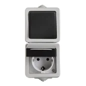 Wyłączniki światła i elektryczne - Kanlux Łącznik jednobiegunowy + gniazdo pojedyncze Schuko i ochroną styków TEKO Czarny 27135 - miniaturka - grafika 1