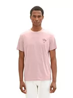 Koszulki męskie - TOM TAILOR Męski T-shirt z nadrukiem palm, 11055 – Morning Pink, S - miniaturka - grafika 1