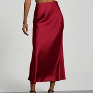 Spódnice - TEMU Elegancka Satynowa Spódnica z Wysokim Stanem dla Kobiet, Idealna na Randki, Pracę, Kolacje i Imprezy, Do Noszenia Przez Cały Rok - miniaturka - grafika 1