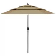 Parasole ogrodowe - vidaXL 3-poziomowy parasol na aluminiowym słupku, taupe, 2,5 m 313863 - miniaturka - grafika 1