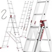Drabiny - Drabina aluminiowa uniwersalna 3x7 HIGHER Professional na schody - 5,30m - miniaturka - grafika 1