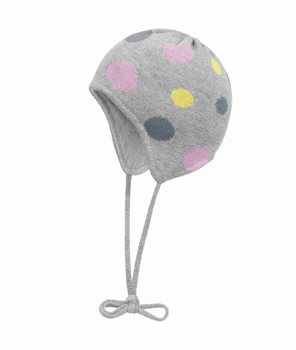 Czapka dziewczęca, szara, grochy, Döll