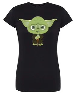 T-Shirt damski nadruk fun art zielony YODA r.M - Koszulki i topy damskie - miniaturka - grafika 1