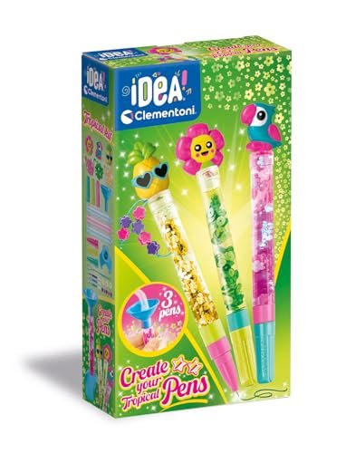 Clementoni Create Your Pens: Tropical Zestaw Długopisów, Wielokolorowy, 6+ Lat