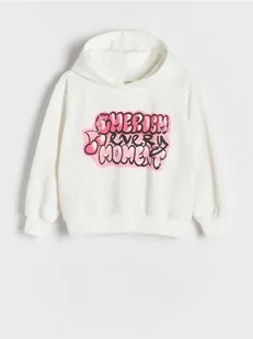 Reserved - Bawełniana bluza z nadrukiem - złamana biel - Bluzy dla dziewczynek - miniaturka - grafika 1