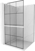 Ścianki i drzwi prysznicowe - Mexen Kioto+ L ścianka prysznicowa z półką Walk-in 100 x 200 cm, czarny wzór, biała - 800-100-123-20-77 - miniaturka - grafika 1