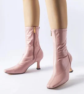 Różowe botki na niskim obcasie Luisella-36 - Botki damskie - miniaturka - grafika 1