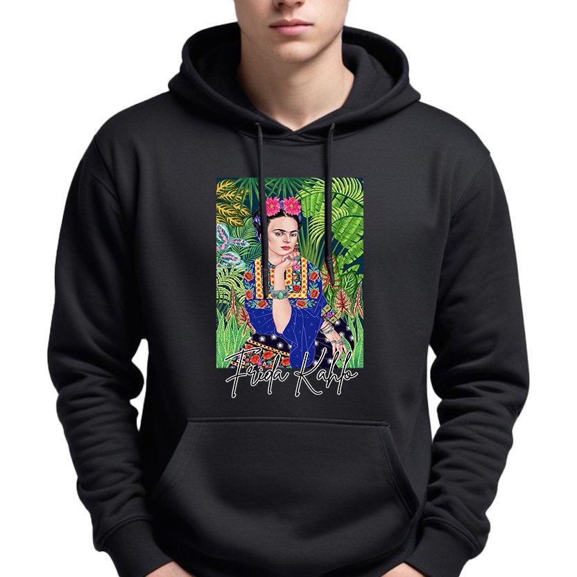 Bluza Z Kapturem Czarna FRIDA KAHLO Młodzieżowe Trendy Styl Wzory Rozmiar M