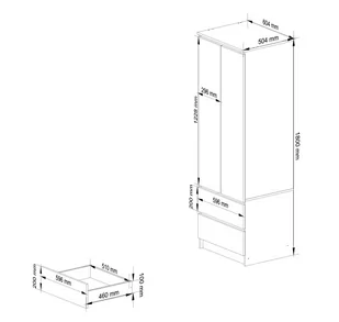 Szafa STAR S 60 cm 2 drzwi 2 szuflady z lustrem - biała-grafit szary - Szafy - miniaturka - grafika 3
