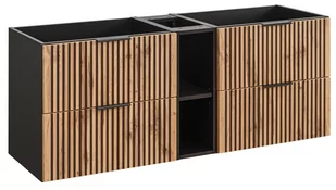 WISZĄCA Szafka do Łazienki CZARNA 140 cm RYFLOWANA - Szafki łazienkowe WISZĄCA Szafka do Łazienki CZARNA 140 cm RYFLOWANA - Szafki łazienkowe - miniaturka - grafika 1