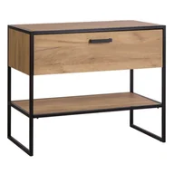 Szafki łazienkowe - Szafka pod umywalkę 90cm 1 szuflada Kolekcja Brooklin Dąb Craft Złoty, Czarny mat - miniaturka - grafika 1