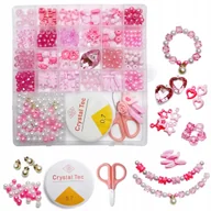 Prace ręczne dla dzieci - DUŻY ZESTAW KORALIKÓW DO TWORZENIA BIŻUTERII 300/400 EL - miniaturka - grafika 1