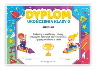 Dyplom A4 ukończenia zerówki Kolory 30szt - artykuł papierniczy - Dyplomy i okładki - miniaturka - grafika 1