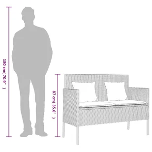 Ławka ogrodowa z poduszkami, czarna, polirattan Lumarko! - Ławki ogrodowe Ławka ogrodowa z poduszkami, czarna, polirattan Lumarko! - Ławki ogrodowe - miniaturka - grafika 12