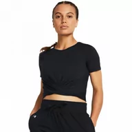 Koszulki sportowe damskie - Damska koszulka treningowa crop-top Under Armour Motion Crossover Crop SS - czarna - UNDER ARMOUR - miniaturka - grafika 1