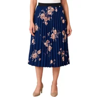 Spódnice - Spódniczka plisowana granatowa w róże - miniaturka - grafika 1