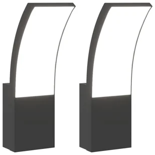 vidaXL Kinkiety zewnętrzne LED, 2 szt., czarne, odlewane aluminium - Lampy ogrodowe - miniaturka - grafika 1