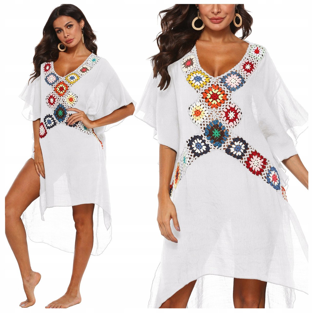 Pareo tunika sukienka plażowa z haftem tunika na lato