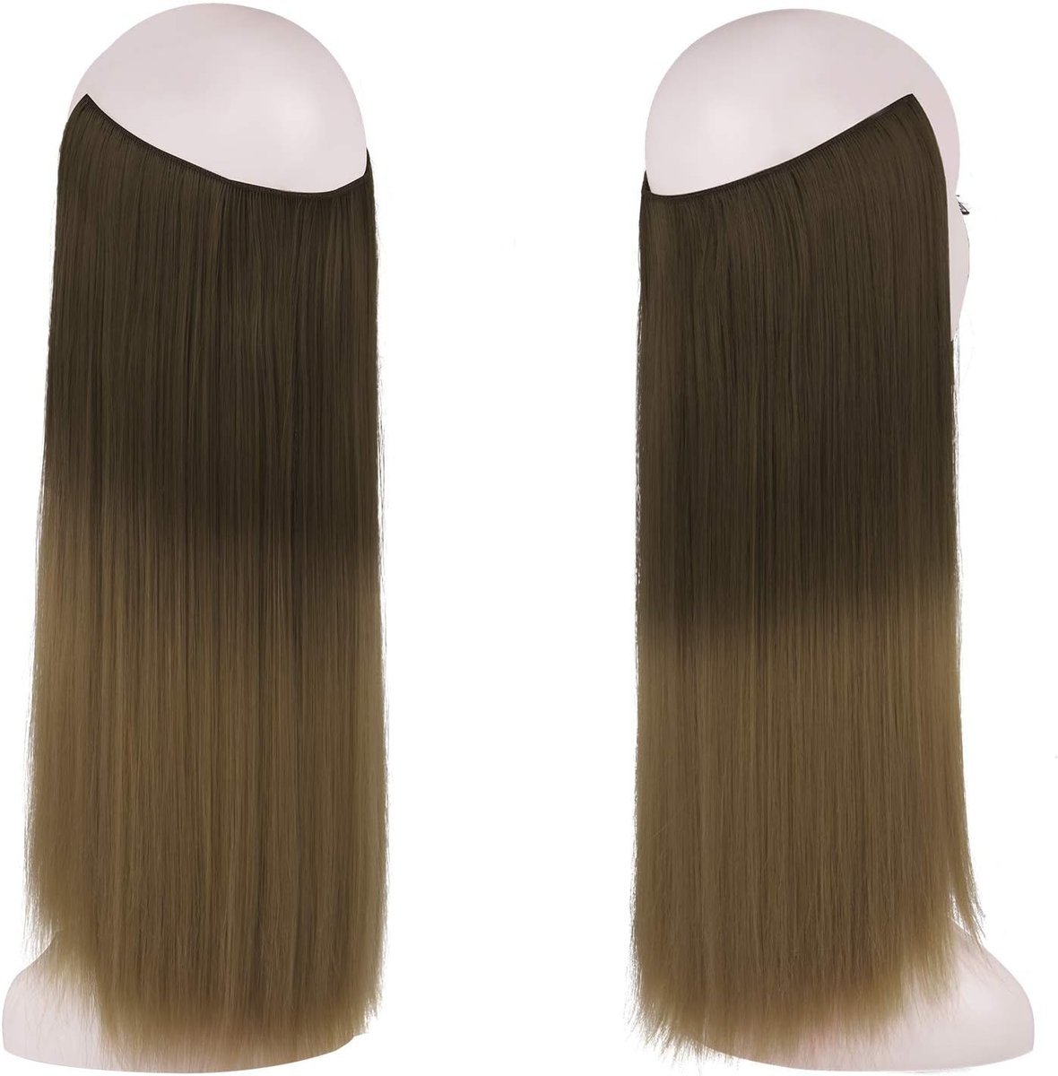 Włosy Syntetyczne Przedłużanie Włosów Proste Doczepiane Ombre 46cm