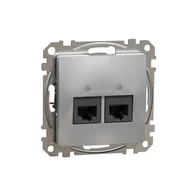 Gniazdka elektryczne - Schneider Gniazdo internetowe 2xRJ45 kat.5e UTP SEDNA Design & Elements srebrne aluminium - miniaturka - grafika 1