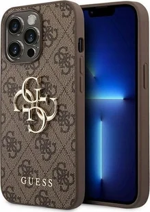 Guess Etui GUESS 4G Big Metal Logo do Apple iPhone 14 Pro Max brązowe - Etui i futerały do telefonów - miniaturka - grafika 1