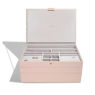 Pudełko na biżuterię z pokrywką potrójne (różowe + różowe złoto) Supersize Stackers - Pudełka i szkatułki - miniaturka - grafika 1