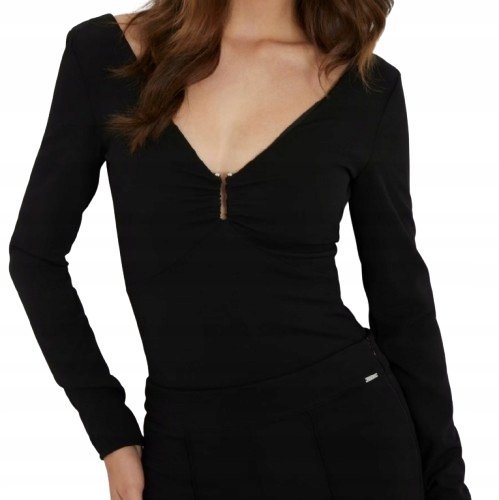 Guess Body Damskie Z Długim Rękawem Czarne Dopasowane S I1E