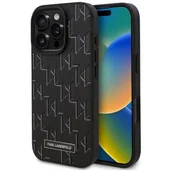 Etui i futerały do telefonów - Karl Lagerfeld KLHMP16XPKHPORPK iPhone 16 Pro Max 6.9" hardcase czarny/black Leather Monogram Metal Logo MagSafe - miniaturka - grafika 1