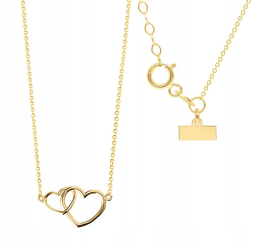 ZŁOTY NASZYJNIK POŁĄCZONE SERCA SERDUSZKA 585