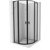 Kabiny prysznicowe - Mexen Mist L kabina prysznicowa półokrągła uchylna 90 x 90 cm, czarna ramka, czarna - 8A32L-090-090-70-70 - miniaturka - grafika 1