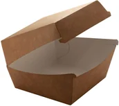Opakowania gastronomiczne - Pudełko Hamburger Średni bez nadruku Ekologiczne BIO 115x115x75 mm, 200 sztuk - miniaturka - grafika 1