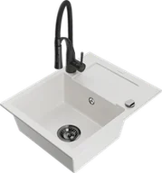 Zlewozmywaki z baterią - Mexen Enzo zlewozmywak granitowy 1-komorowy z ociekaczem i baterią kuchenną Aster, biały - 6506-20-73450-70-B - miniaturka - grafika 1