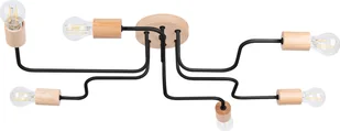 Żyrandol TIMBO 6 czarny 6xE27 15W stal/drewno 16.5x58x85cm Sollux Lighting - Lampy sufitowe - miniaturka - grafika 1